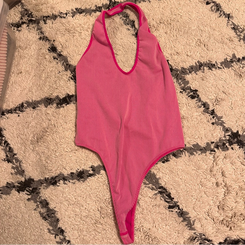 Pink halter bodysuit - XL